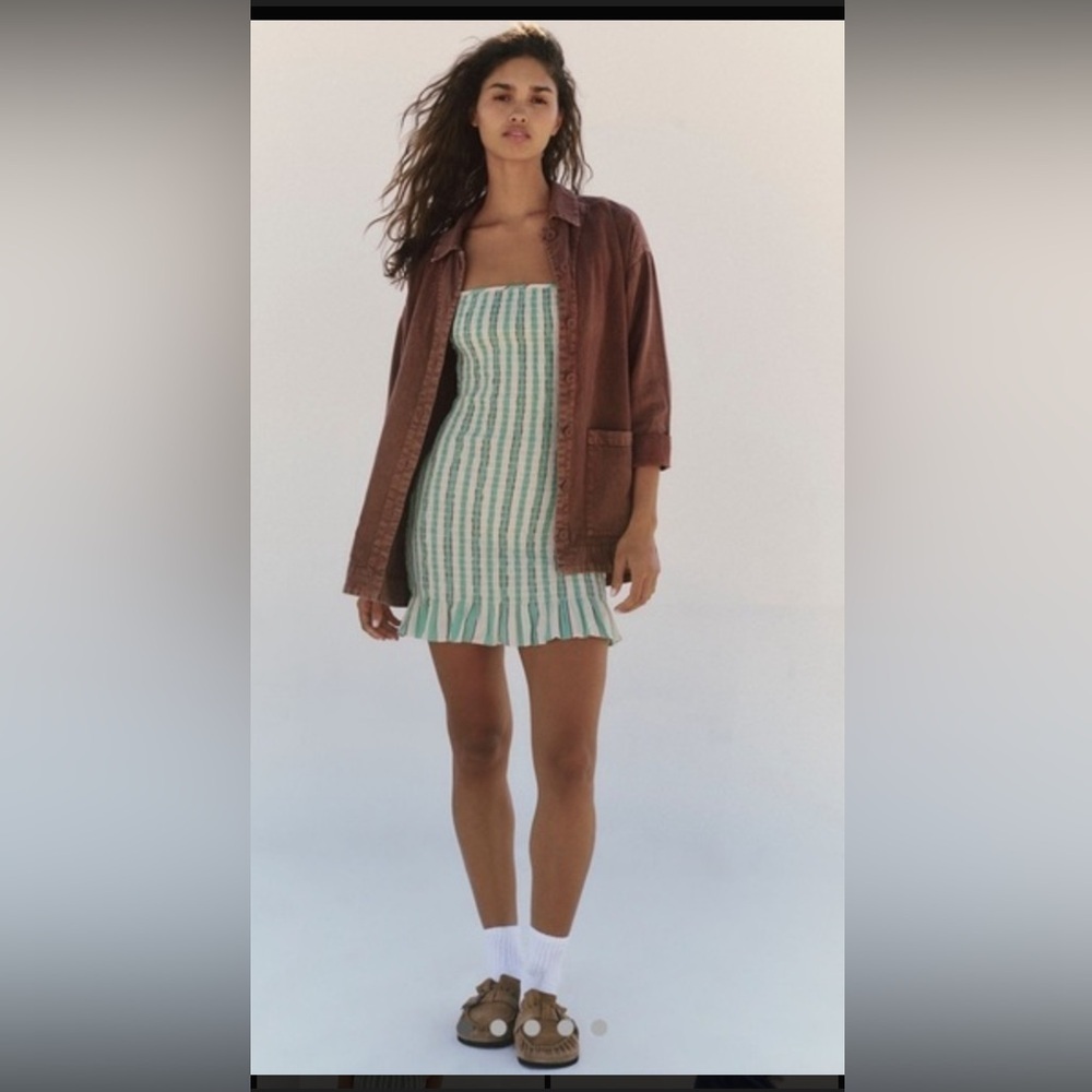 Free People Rylee Set Mint Tube Dress Brown Jacket Women’s Medium